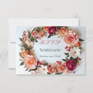 Tarjeta De Confirmación De Asistencia Rosas de flores de corona daisies boda
