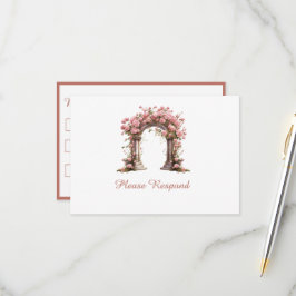 Tarjeta De Confirmación De Asistencia Rosas de Rubor Boho Boda Arch Boda
