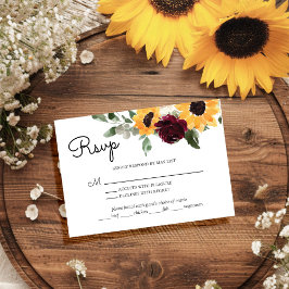 Tarjeta De Confirmación De Asistencia Rosas del girasol Boda Rústico con la elección de
