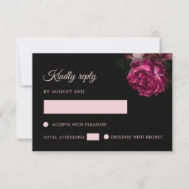 Tarjeta De Confirmación De Asistencia Rosas Dibujadas a Mano Floral Negro
