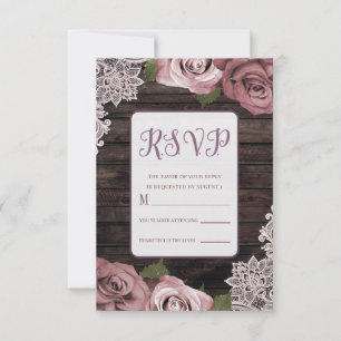 Tarjeta De Confirmación De Asistencia Rosas florales rosadas polvorientas boda rústica d