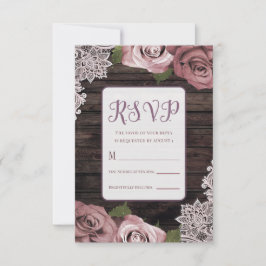 Tarjeta De Confirmación De Asistencia Rosas florales rosadas polvorientas boda rústica d