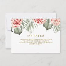 Rosas Florales Tropicales Hojas de Palma Detalles 
