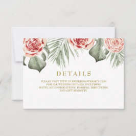 Tarjeta De Confirmación De Asistencia Rosas florales tropicales Palm hojas Bodas Detalle