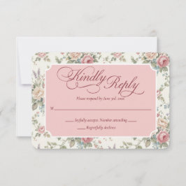 Tarjeta De Confirmación De Asistencia Rosas Pastel Elegantes Boda Shabby Chic