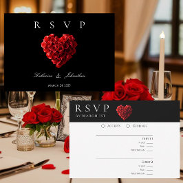 Tarjeta De Confirmación De Asistencia Rosas Rojas en Forma de Corazón Modernas-RSVP-Boda