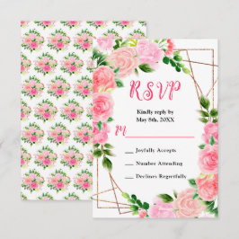 Tarjeta De Confirmación De Asistencia Rosas rosadas con follaje de boda