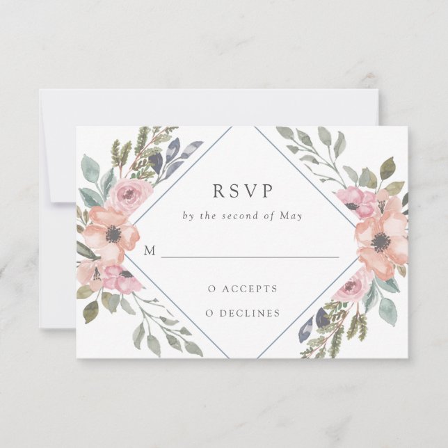 Tarjeta De Confirmación De Asistencia Rosas subsutiles de acuarela | BODA (Anverso)