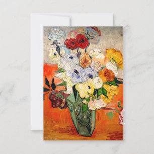 Tarjeta De Confirmación De Asistencia Rosas Van Gogh y Anemones