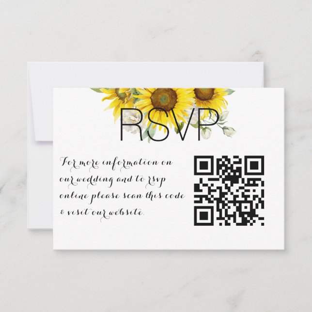 Tarjeta De Confirmación De Asistencia Rose sunflower QR photo wedding Response Card (Anverso)