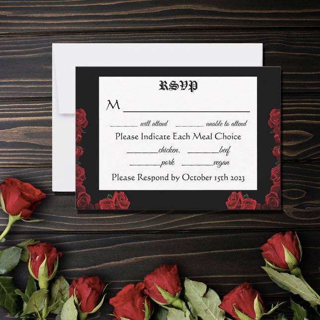 Tarjeta De Confirmación De Asistencia Roses rojos negros (Subido por el creador)