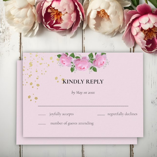 Tarjeta De Confirmación De Asistencia Roses rosadas fragantes, Boda (Subido por el creador)