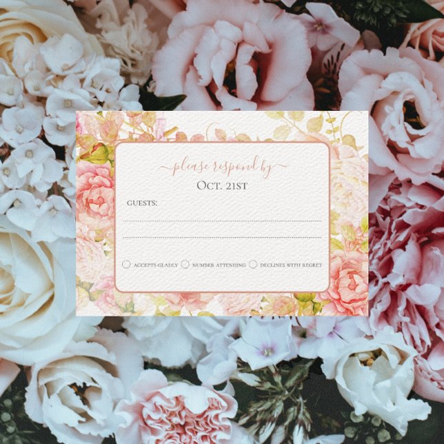 Tarjeta De Confirmación De Asistencia Roses rosadas tradicionales volcánicas (Subido por el creador)