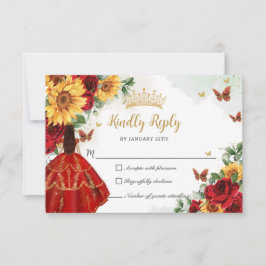 Tarjeta De Confirmación De Asistencia Roses Roses Roses Sunflowers Princesa Quinceañera
