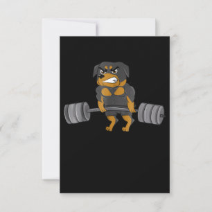 Tarjeta De Confirmación De Asistencia Rottweiler Halterofilia Bodybuilding Dog