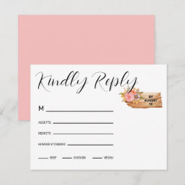 Tarjeta De Confirmación De Asistencia Rótulo de flores y madera de otoño