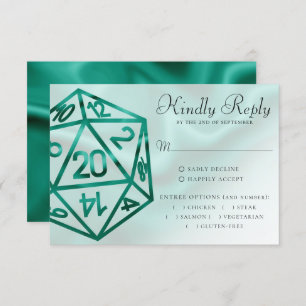 Tarjeta De Confirmación De Asistencia RPG Dice   Esmeralda Fantasy Tabletop Gamer Entree