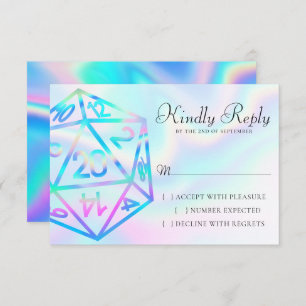 Tarjeta De Confirmación De Asistencia RPG Dice   Holo Fantasy Retro Tabletop PnP Gamer