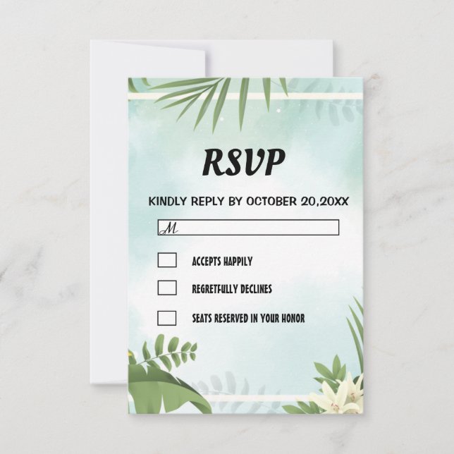 Tarjeta De Confirmación De Asistencia Rstic Bontanical simple (Anverso)