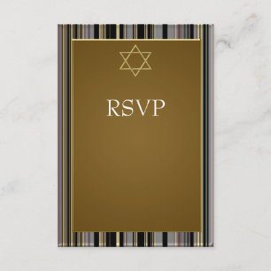 Tarjeta De Confirmación De Asistencia RSV de Bar Mitzvah Estrella de David con franja do