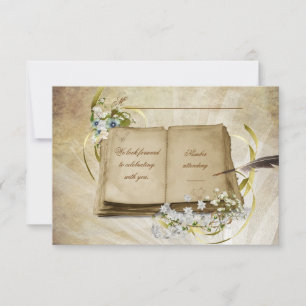Tarjeta De Confirmación De Asistencia RSVP- Antiguo Libro de Bodas