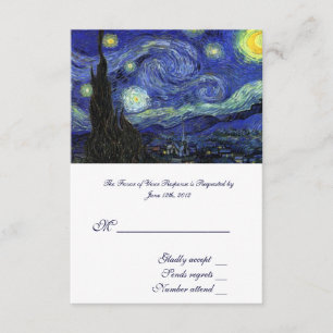 Tarjeta De Confirmación De Asistencia RSVP, tarjeta de aceptación de boda, Noche estrell