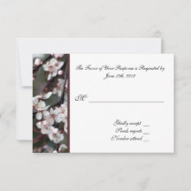 RSVP, tarjeta de respuesta, flores de ciruela
