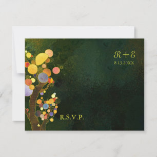 Tarjeta De Confirmación De Asistencia RSVP, una boda verde oscura rusa
