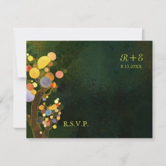 Tarjeta De Confirmación De Asistencia RSVP, una boda verde oscura rusa