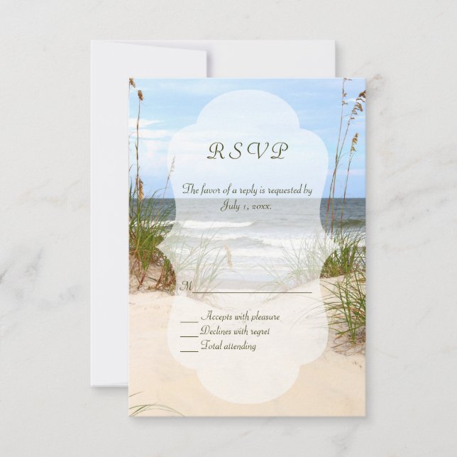 Tarjeta De Confirmación De Asistencia RSVP's de bodas de playa (Anverso)