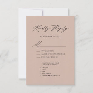 Tarjeta De Confirmación De Asistencia Rubor Elegant Script Elegante Boda Minimalista RSV