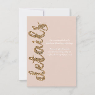 Tarjeta De Confirmación De Asistencia Rubor Rosa Dorado Brillo Glam Detalles de Boda