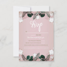Tarjeta De Confirmación De Asistencia Rubor Taupe Algodón Floral Vegetación Rústica Boda