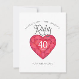 Tarjeta De Confirmación De Asistencia Ruby 40° Aniversario Boda pintura acuarela