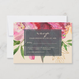 Tarjeta De Confirmación De Asistencia Ruby Pink Peony Ivory Floral Boda