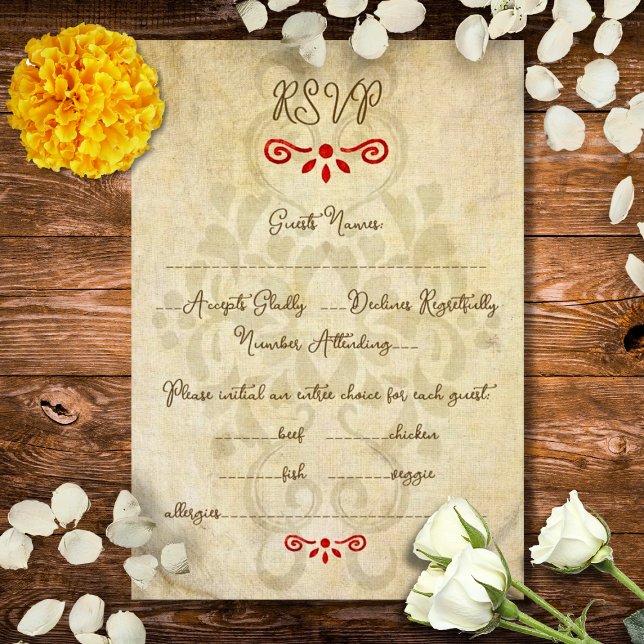 Tarjeta De Confirmación De Asistencia Rustic Baroque Floral Mexican Wedding (Subido por el creador)