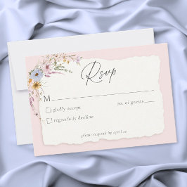 Tarjeta De Confirmación De Asistencia Rustic Blush Pink Romantic Wildflower Wedding