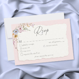 Tarjeta De Confirmación De Asistencia Rustic Blush Pink Romantic Wildflower Wedding