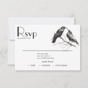 Tarjeta De Confirmación De Asistencia Rustic BOHO Crow Lovers