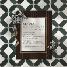 Tarjeta De Confirmación De Asistencia Rustic Brown Thin Stripe Pattern Wedding QR Code