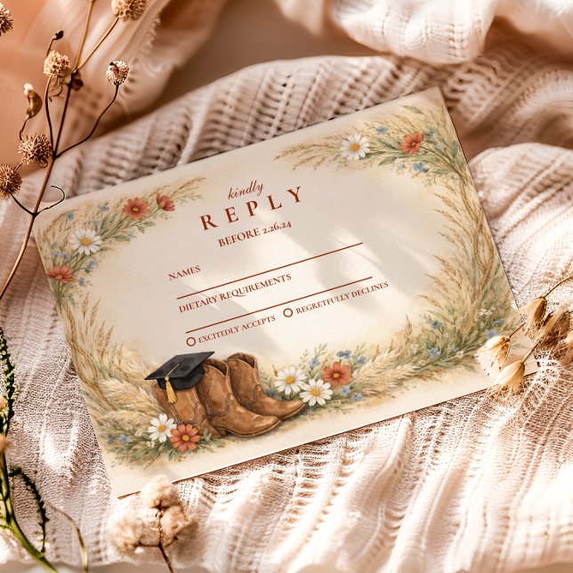 Tarjeta De Confirmación De Asistencia Rustic Cowgirl Graduation Party (Subido por el creador)