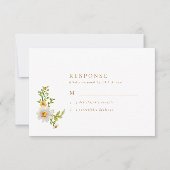 Tarjeta De Confirmación De Asistencia Rustic Daisies Boda (Anverso)