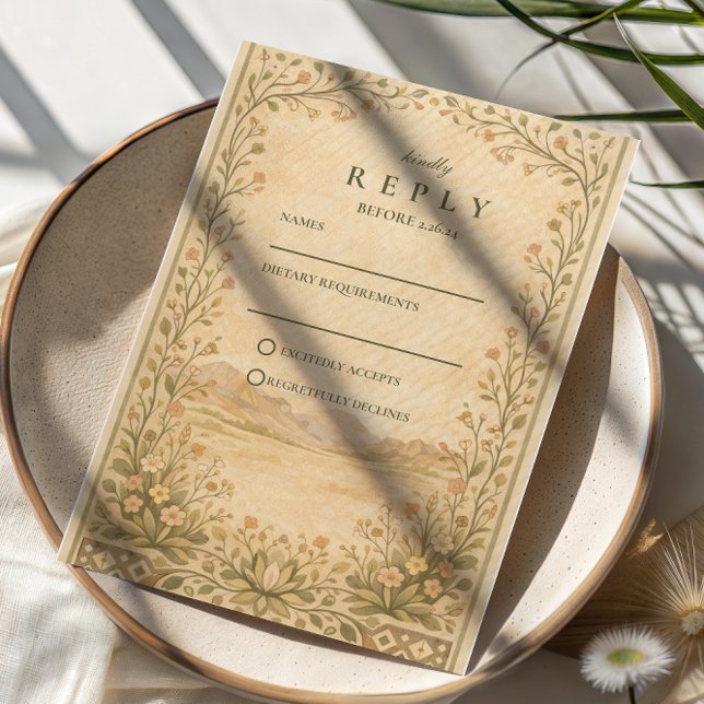 Tarjeta De Confirmación De Asistencia Rustic Desert Botanical Celebration (Subido por el creador)