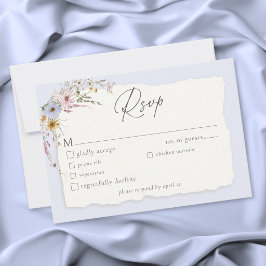 Tarjeta De Confirmación De Asistencia Rustic Dusty Blue Romantic Wildflower Wedding