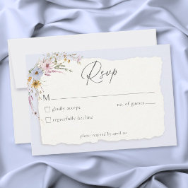 Tarjeta De Confirmación De Asistencia Rustic Dusty Blue Romantic Wildflower Wedding