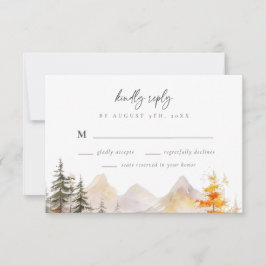 Tarjeta De Confirmación De Asistencia Rustic Fall Mountain Pine Forest Wedding