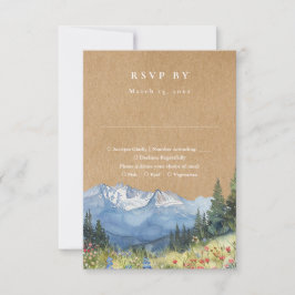 Tarjeta De Confirmación De Asistencia Rustic Kraft Mountain Wildflower Floral Wedding