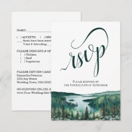 Tarjeta De Confirmación De Asistencia Rustic Lake Tahoe Elegant Script Wedding
