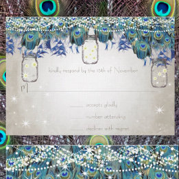 Tarjeta De Confirmación De Asistencia Rustic Luxe Frasco de Mason Azul Marino Turquesa P