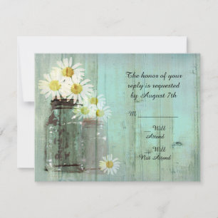Tarjeta De Confirmación De Asistencia Rustic Mason Jar Y Daisy Boda R.S.V.P
